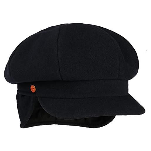 MAYSER berretto newsboy camilla paraorecchie donna - made in the eu cappellino lana cappello invernale con visiera, paraorecchie, fodera, fodera inverno autunno/inverno - l (58-59 cm) blu scuro
