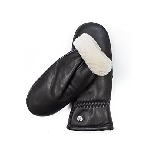 Hand Gewand by Weikert muffole in pura pelliccia di agnello merino e robusta pelle nappa d'agnello;Guanti da donna;Guanti in pelliccia di agnello;Guanti per pugno nero 7