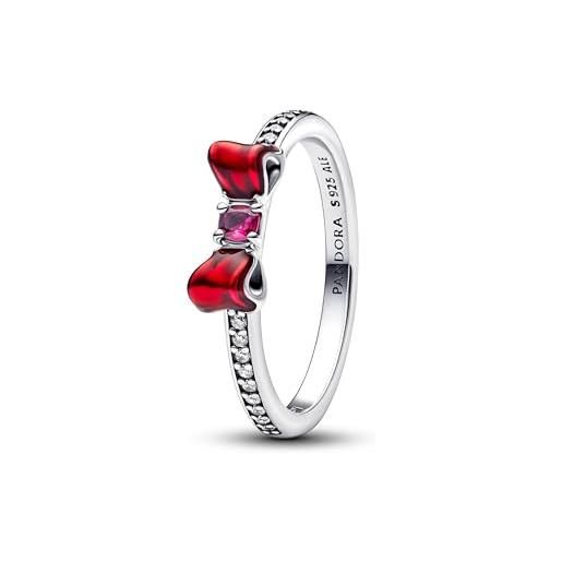 PANDORA anello da donna in argento disney principessa biancaneve fiocco 193652c01, 54/17,2, argento sterling, zirconia cubica