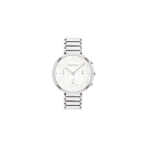 Calvin Klein per donna. 25200282 orologio analogico bianco minimalista con barra a t [3054581], casual, braccialetto, acciaio inossidabile