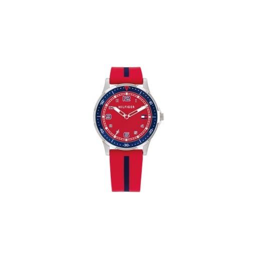 Tommy Hilfiger unisex per bambino. 1720035 orologio analogico in acciaio rosso [3084714], casual, silicone, bracciale di corda, moda per bam