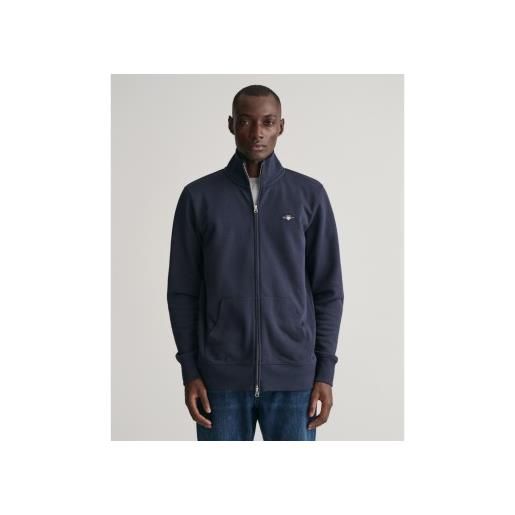 Gant per uomo. 2008006 felpa con scudo con zip blu scuro [3089674], casual, cotone, manica lunga, navy