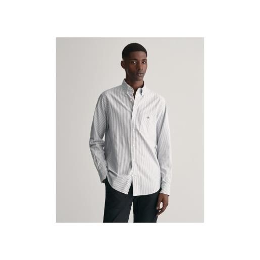 Gant per uomo. 3000230 camicia oxford vestibilità regolare a righe sottili blu [3089827], casual, cotone, classico, manica lunga