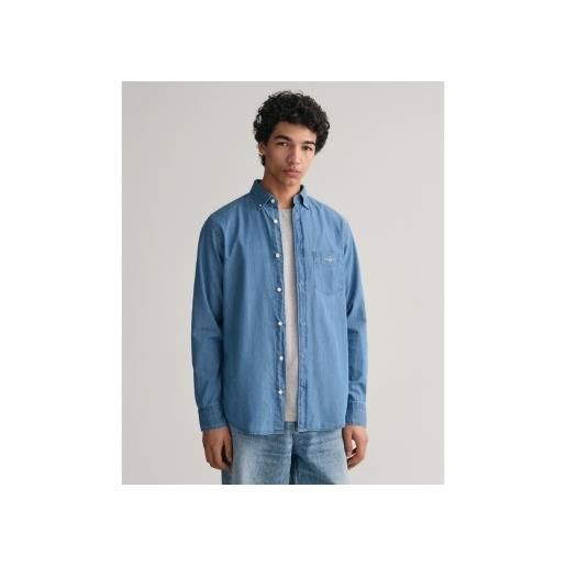 Gant per uomo. 3000400 camicia blu vestibilità regolare [3089843], casual, cotone, classico, manica lunga