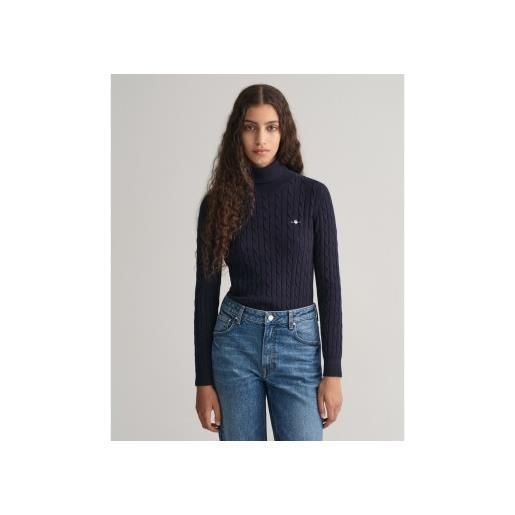 Gant per donna. 4800102 maglione in maglia a trecce con dolcevita in cotone stretch blu navy [3090440], casual