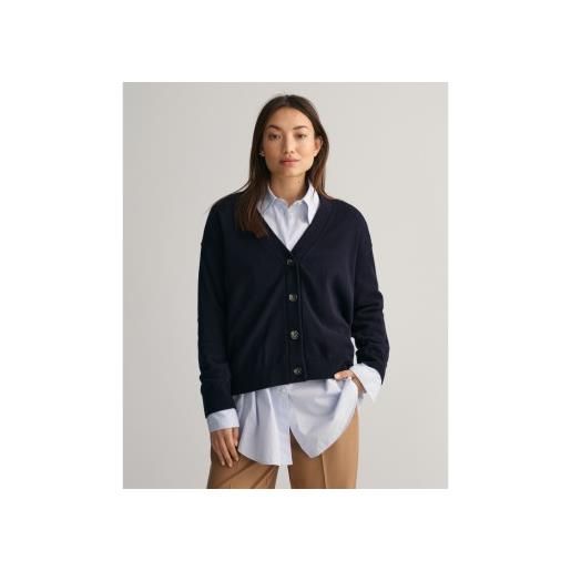 Gant per donna. 4802118 cardigan in finissima lana di pecora blu scuro [3090462], casual, navy
