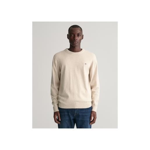 Gant per uomo. 8030561 maglione girocollo classico in cotone beige [3090758], casual, manica lunga