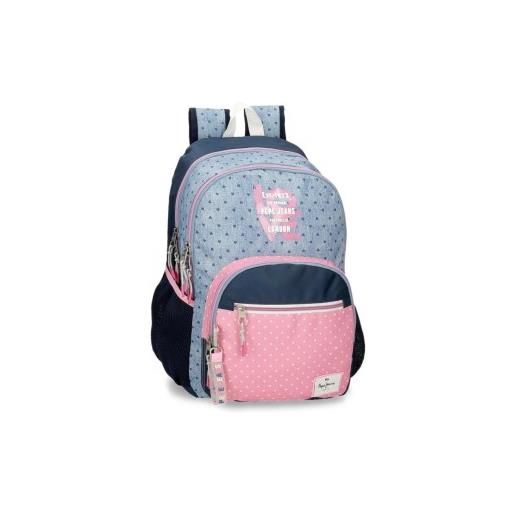 Pepe Jeans per ragazza. 68225d1 zaino noni denim doppio scomparto adattabile a trolley blu, rosa [3098893], casual, multicolore, poliestere, 