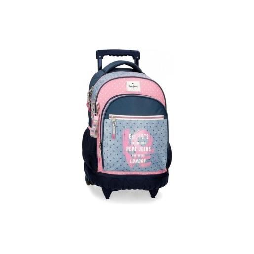Pepe Jeans per ragazzo. 6822921 zaino con ruote noni denim 2r blu, rosa [3098894], casual, multicolore, poliestere, moda per bambini