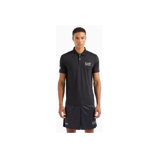 EA7 per uomo. 8npf23_pjemz polo sport ventus 7 nera [3099172], nero, casual, sportivo, poliestere, manica corta
