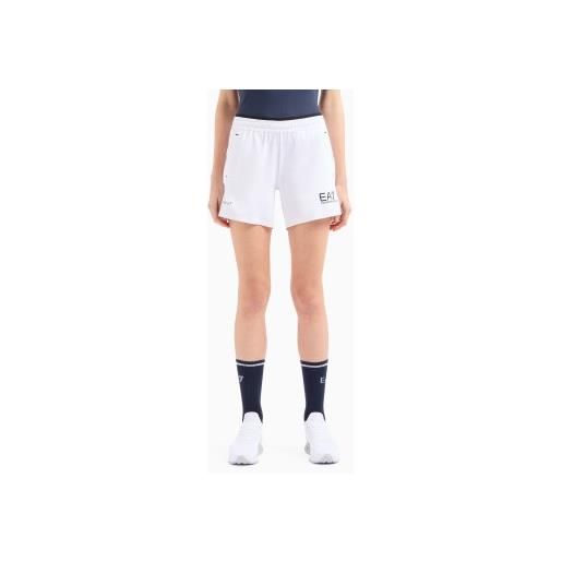 EA7 per donna. 8nts70_tn6tz pantaloncini bianchi ventus7 [3100683], bianco, running, sportswear, multisport, poliestere