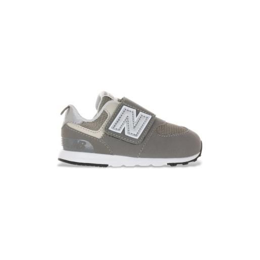 New Balance unisex per bambino. Nw574v1 scarpe da ginnastica 574 new-b grigie [3126900], basso, velcro, casual, grigio, moda per bambini