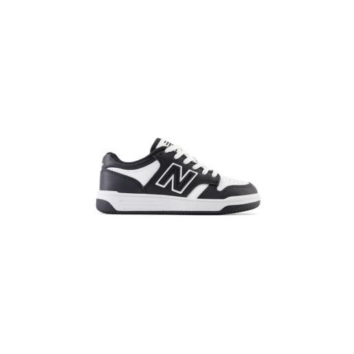 New Balance unisex per bambino. Psb480v1 scarpe da ginnastica 480 bianche, nere [3127017], nero, bianco, basso, stringhe, casual, moda per b