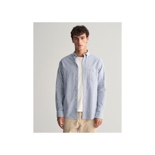 Gant per uomo. 3240060 camicia regular fit in cotone e lino a righe blu [3129228], casual, manica lunga