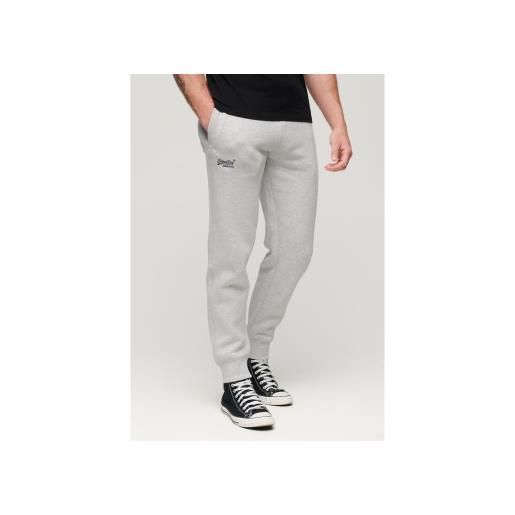 Superdry per uomo. M7011032a pantaloni jogger con logo essential grigi [3132521], casual, grigio, cotone
