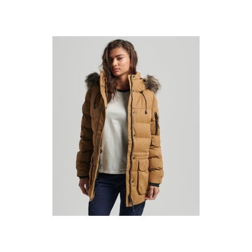 Superdry per donna. W5011048a parka in microfibra expedition marrone [3133159], casual, poliestere