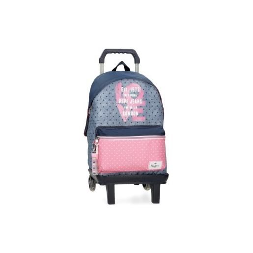 Pepe Jeans per ragazza. 68223t1 zaino denim noni 42 cm con trolley blu [3135052], casual, poliestere, moda per bambini
