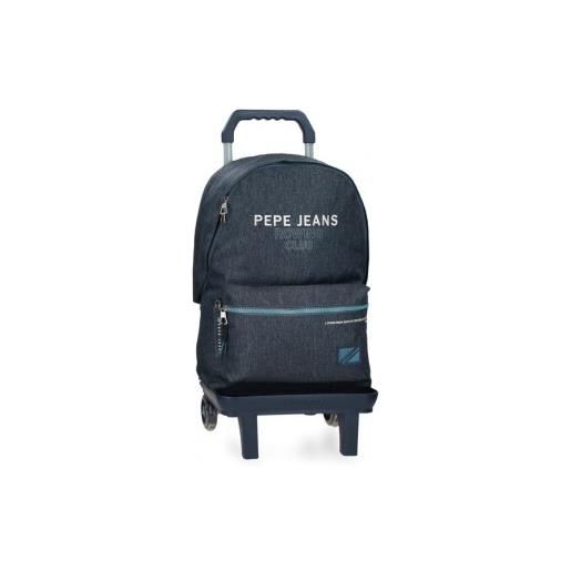 Pepe Jeans unisex per bambino. 69124t1 zaino porta computer edmon a due scomparti con trolley nautico [3135055], casual, poliestere, navy, m