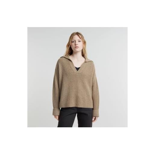 G-Star per donna. D25220-d890-b736 polo ampia lavorata a maglia pesante beige [3156048], casual, manica lunga, polister riciclato, sostenibi
