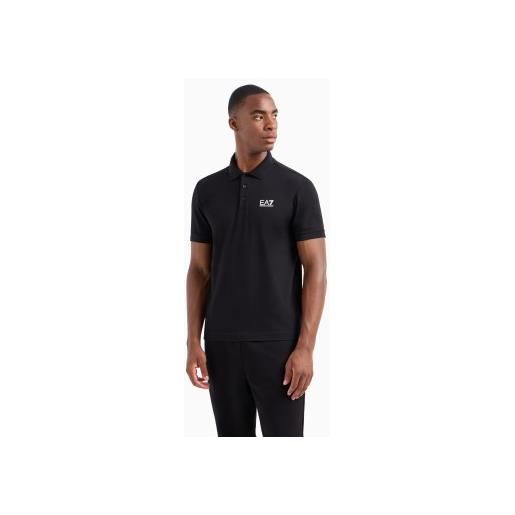 EA7 per uomo. 8npf14_pjvqz polo core identity in cotone stretch nero [3167549], casual, manica corta