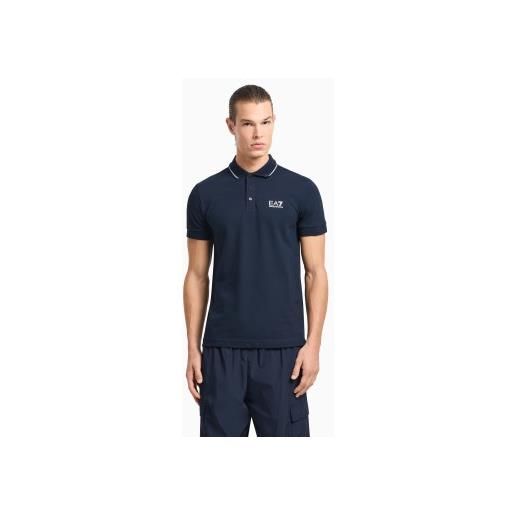 EA7 per uomo. 8npf16_pjvuz polo core identity blu navy [3167570], casual, sportivo, cotone, multisport, manica corta