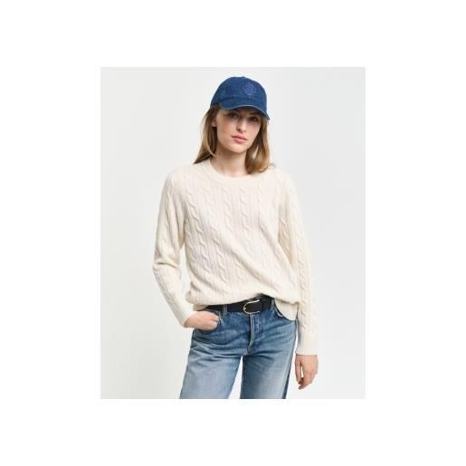 Gant per donna. 4805315 maglione girocollo in maglia di pelle di pecora bianca [3170871], bianco, casual, lana