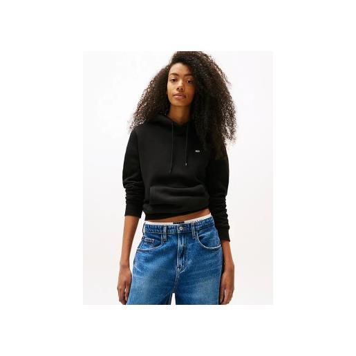 Tommy Jeans per donna. Dw0dw19958 felpa nera con cappuccio e logo e coulisse [3181965], nero, casual, cotone biologico, sostenibile