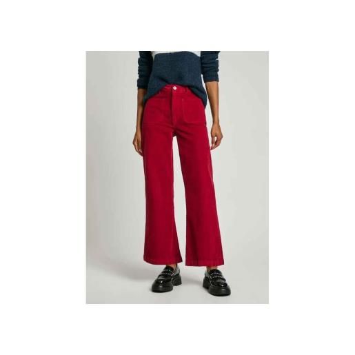 Pepe Jeans per donna. Pl211776 pantaloni svasati in velluto a coste celia dal taglio rosso [3183747], casual, cotone