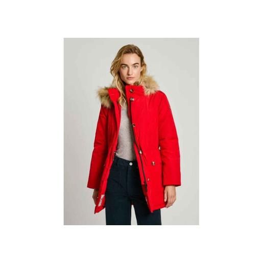Pepe Jeans per donna. Pl402435 parka imbottito impermeabile rosso [3183785], casual, poliestere