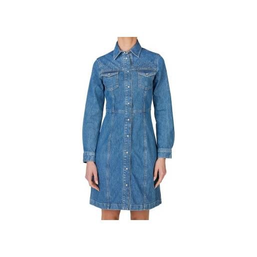 Pepe Jeans per donna. Pl953623 abito blu luna sparkle [3184517], casual, cotone, denim, manica lunga