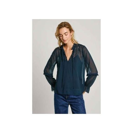 Pepe Jeans per donna. Pl304944 blusa odette blu scuro [3184776], casual, poliestere, manica lunga, navy