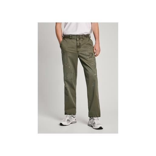Pepe Jeans per uomo. Pm211787 pantaloni rilassati in difficoltà verdi [3185079], casual, verde, cotone
