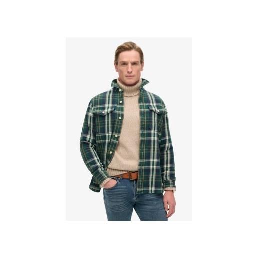 Superdry per uomo. M4010865a camicia a quadri pesanti del merchant store verde [3186524], casual, cotone, manica lunga