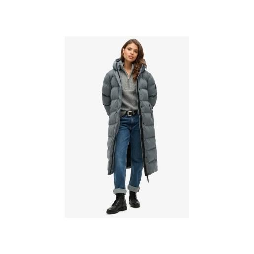 Superdry per donna. W5011738a cappotto in microfibra grigia a lunga durata [3189356], casual, grigio, polister riciclato, sostenibile