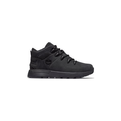 Timberland unisex per bambino. Tb0a2f7c0151 sneakers mid-cut sprint trekker in pelle con lacci, nere [3196993], nero, basso, stringhe, casua