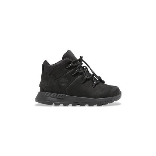 Timberland unisex per bambino. Tb0a2gcn0151 sneakers mid-cut sprint trekker in pelle con lacci, nere [3197001], nero, basso, stringhe, casua