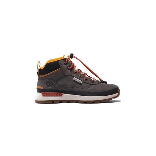 Timberland per ragazzo. Tb0a65r80331 sneakers grigie field trekker mid-top stringate in pelle [3197207], basso, stringhe, casual, sportivo, 