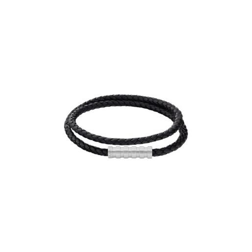 Calvin Klein per uomo. 35000093 bracciale in pelle nera avvolto e intrecciato [3205797], nero, casual, acciaio inossidabile