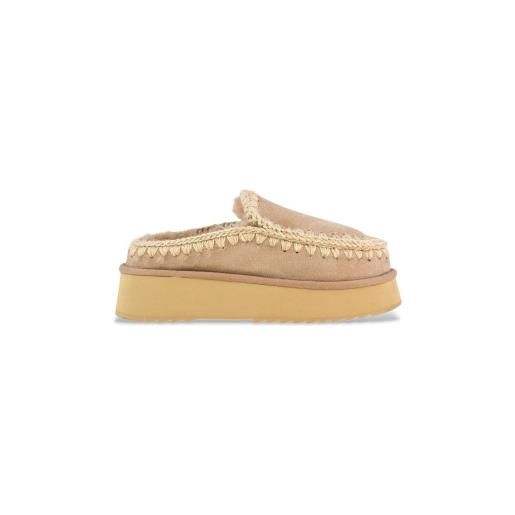 Mou per donna. Mu. Fw681004a clog eskimo zoccoli in pelle beige platform [3210073], più di 10cm, nessuno, casual