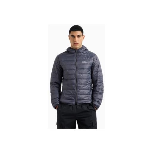 EA7 per uomo. 8npb24_pngpz core identity giacca in piumino ripiegabile con cappuccio, grigio [3218722], casual, poliamide