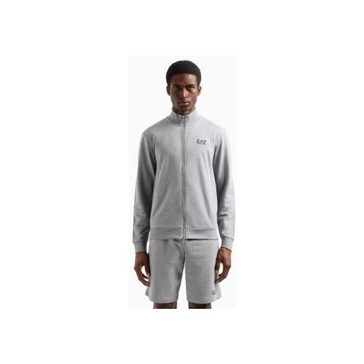 EA7 per uomo. 8npm31_pjvrz felpa con cappuccio core identity in cotone grigio [3218753], casual, sportivo, multisport