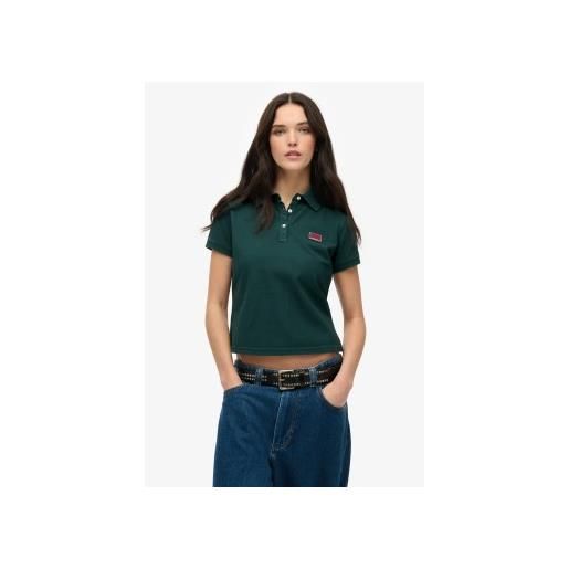 Superdry per donna. W6012049a polo grafica verde athletic essential [3245145], casual, cotone, manica corta