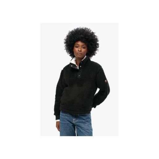 Superdry per donna. W2012372a polo nera super henley polar [3245571], nero, casual, poliestere