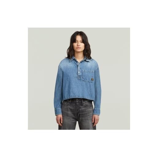 G-Star per donna. D26297-d946-h166 camicia da giorno a scatola blu [3248158], casual, manica lunga, cotone biologico, sostenibile