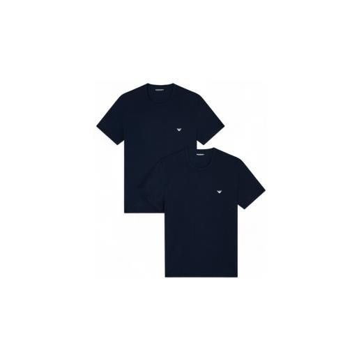 Emporio Armani per uomo. Em000391_af14132 set di due magliette in maglia blu navy [3249513], casual, homewear, cotone, elastan, manica corta