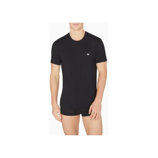 Emporio Armani per uomo. Em001849_af14134 set di due canottiere nere [3249519], nero, casual, viscosa, elastan, manica corta