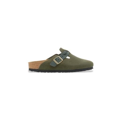 Birkenstock per donna. 1030599 zoccoli boston in pelle intrecciata verde [3249944], basso, nessuno, casual