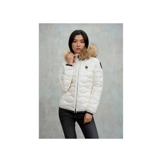 Blauer per donna. 25wbldc03096 piumino bianco aldie con finiture in pelliccia [3250148], casual, nylon