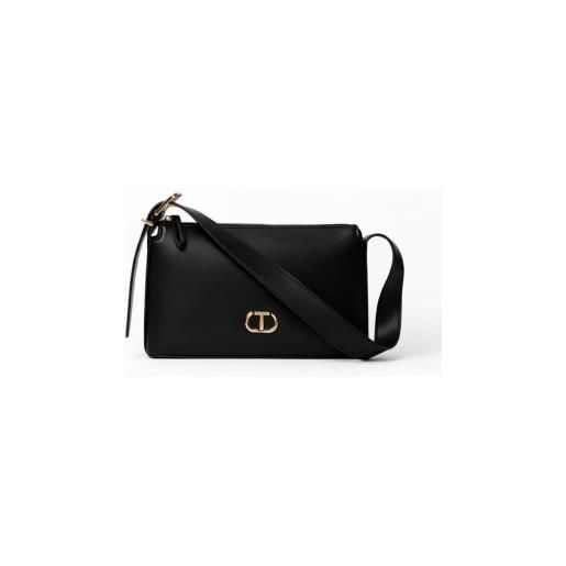 Twinset per donna. 252tb7023 borsa a tracolla con logo nero [3250186], casual, poliuretano