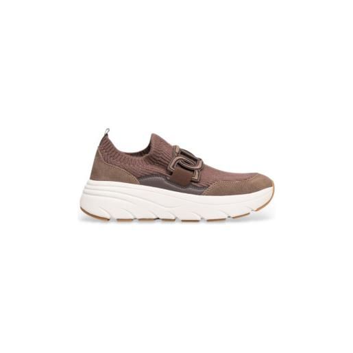 Twinset per donna. 252tcp016 scarpe da corsa in tessuto chocolate oval t [3250187], marrone, 3 a 5cm, nessuno, casual